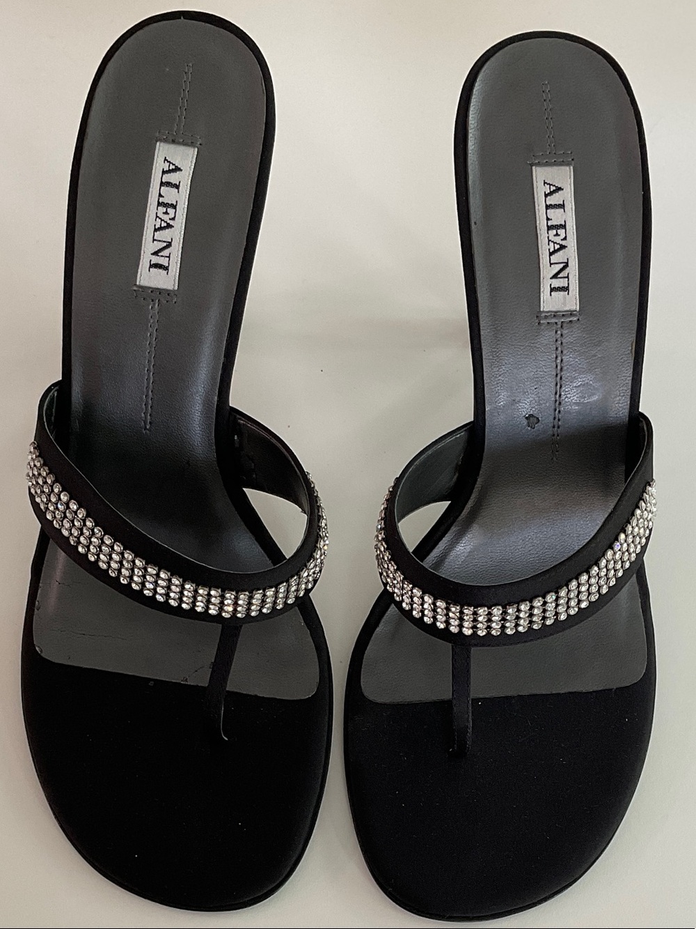 Alfani Black Crystal-Embellished Thong Heels